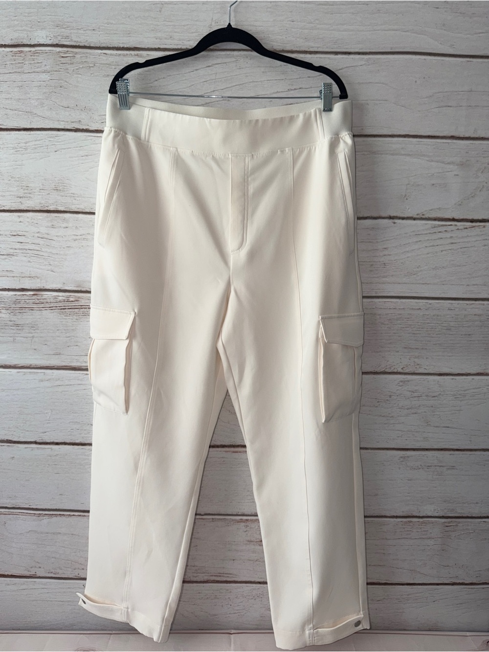 Stylus XL Ivory Cargo Ankle Pants Stretch Pull On Utility Travel Pants